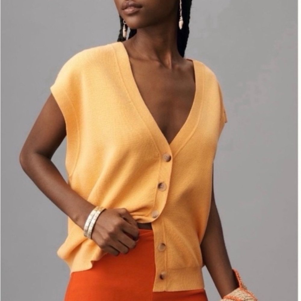 Maeve V-Neck Sleeveless Sweater - Orange